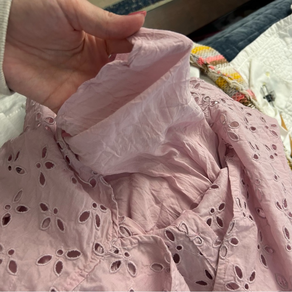 J. Crew Spring Garden Eyelet Blouse Pink Purple - Picture 4 of 8